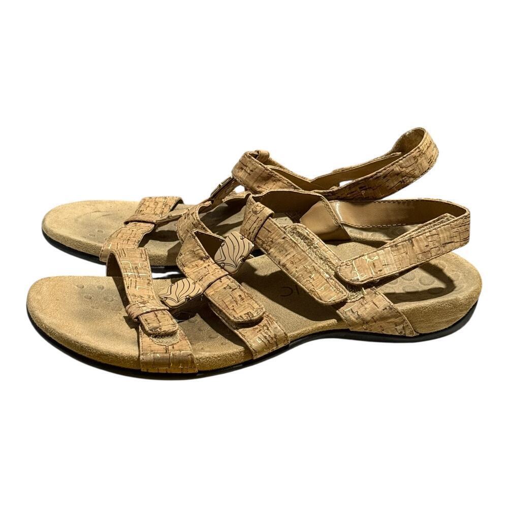 Vionic Amber Cork Orthotic Slide Sandals Women's Size 10 Adjustable Straps